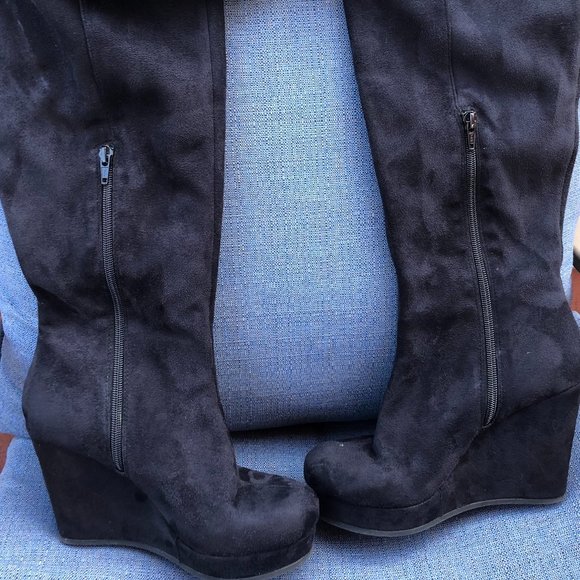 Aldo Shoes - Black Suede Tall Aldo Boots Size 8.5